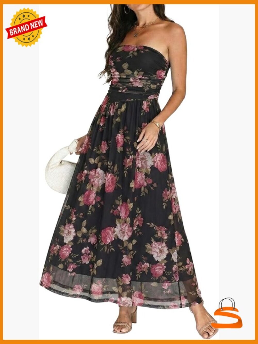 Strapless Tube Maxi Dress Flowy Vacation Cocktail Wedding Guest